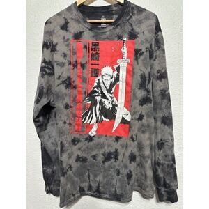 Bleach Anime Tie Dye Long Sleeve Graphic T Shirt Ichigo Kurosaki XL Mens